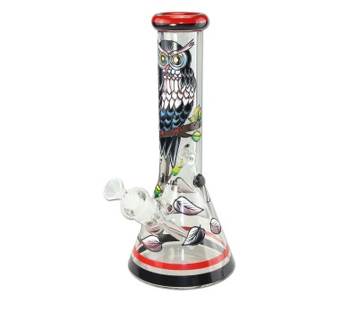 Night Owl - Hand Painted Glass Ice Bong